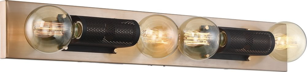 30"W Passage 4-Light Vanity & Wall Copper Brushed Brass / Black