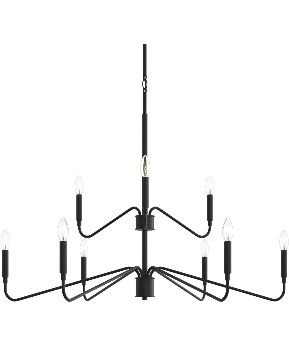 Pilar Two-Tier 9-Light Chandelier Matte Black
