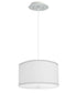 2 Light Pendant 18"w White Linen Shade with Diffuser, White Cord