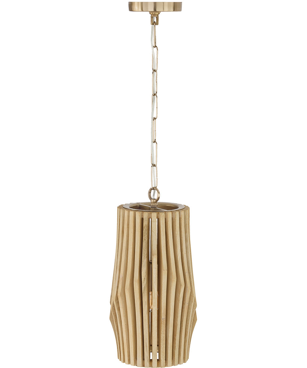 Archer 1-Light Pendant Blonde Wood and Matte Brass