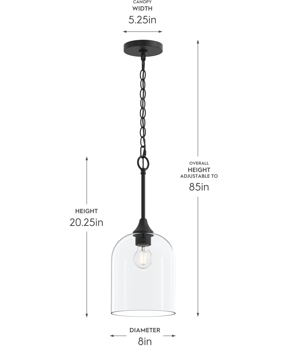 Ilia 1-Light Pendant with Clear Glass Shade Matte Black