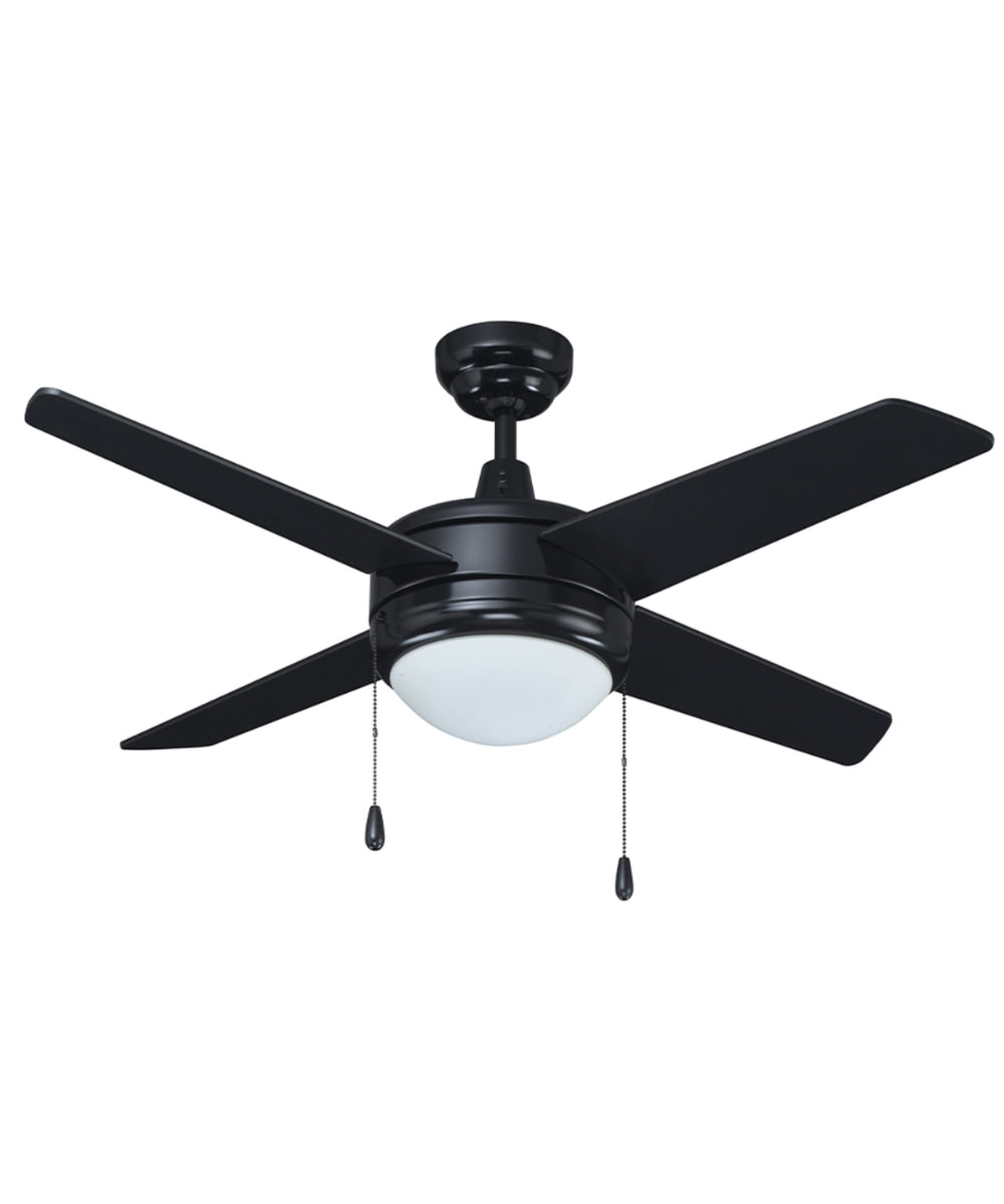 52" Europa IV 4-Blade Ceiling Fan Black Finish with Integrated LED Light