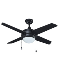 52" Europa IV 4-Blade Ceiling Fan Black Finish with Integrated LED Light