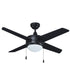 52" Europa IV 4-Blade Ceiling Fan Black Finish with Integrated LED Light
