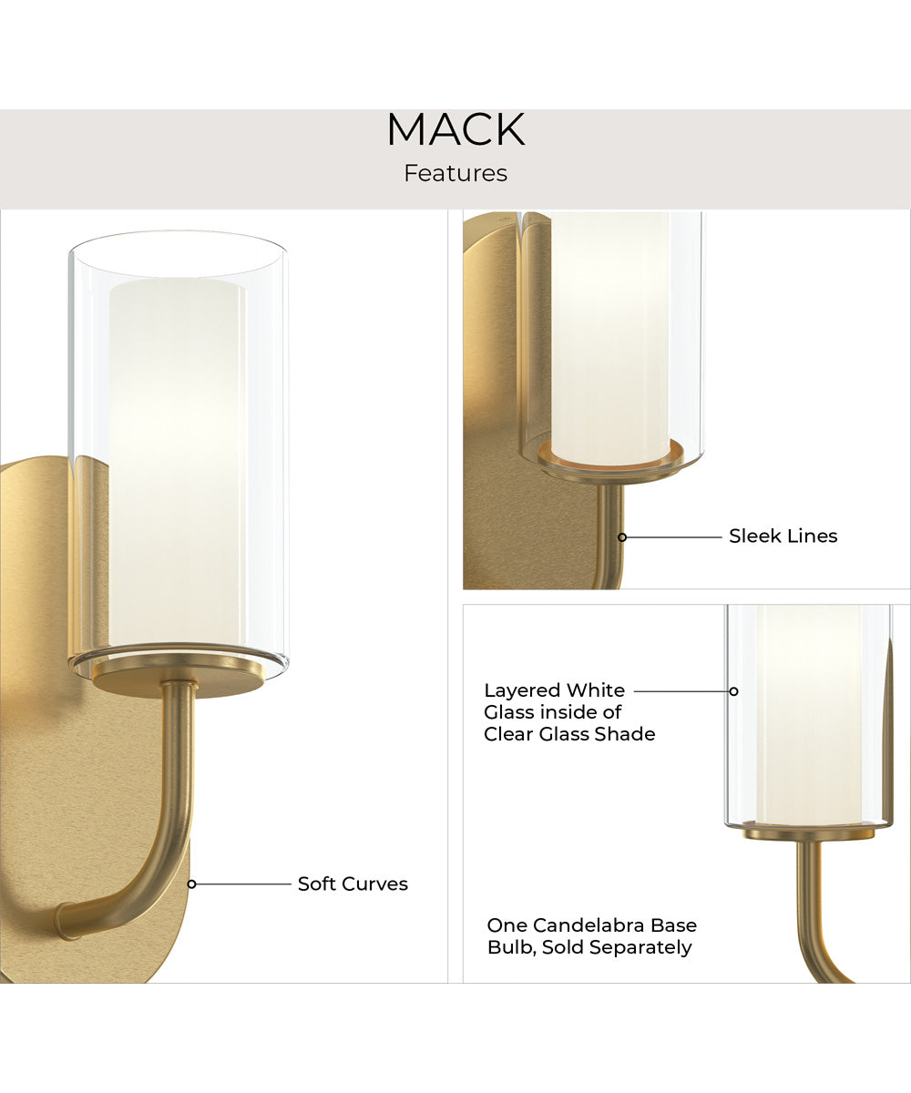 Mack 1-Light Wall Sconce with Layered Glass Shade Brushed Gold