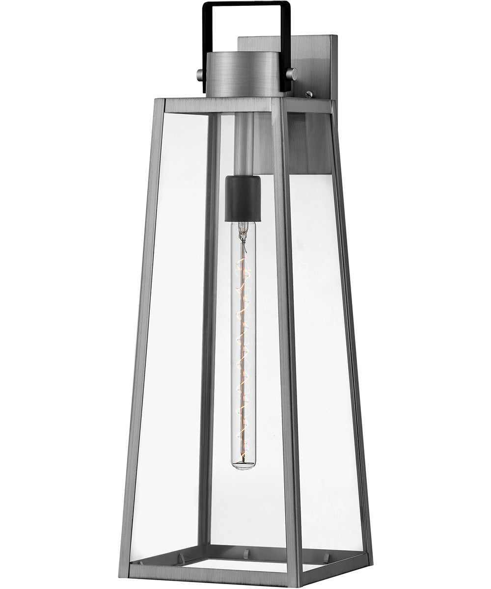 Hugh 1-Light Large Wall Mount Lantern in Antique Brushed Aluminum
