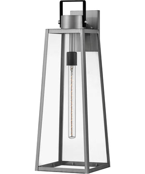 Hugh 1-Light Large Wall Mount Lantern in Antique Brushed Aluminum