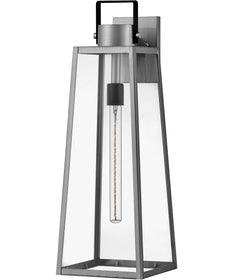 Hugh 1-Light Large Wall Mount Lantern in Antique Brushed Aluminum