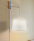 16"W MAST Plug-In Wall Mount Pendant 1 Light White Cord/Arm Shallow Drum Textured Oatmeal