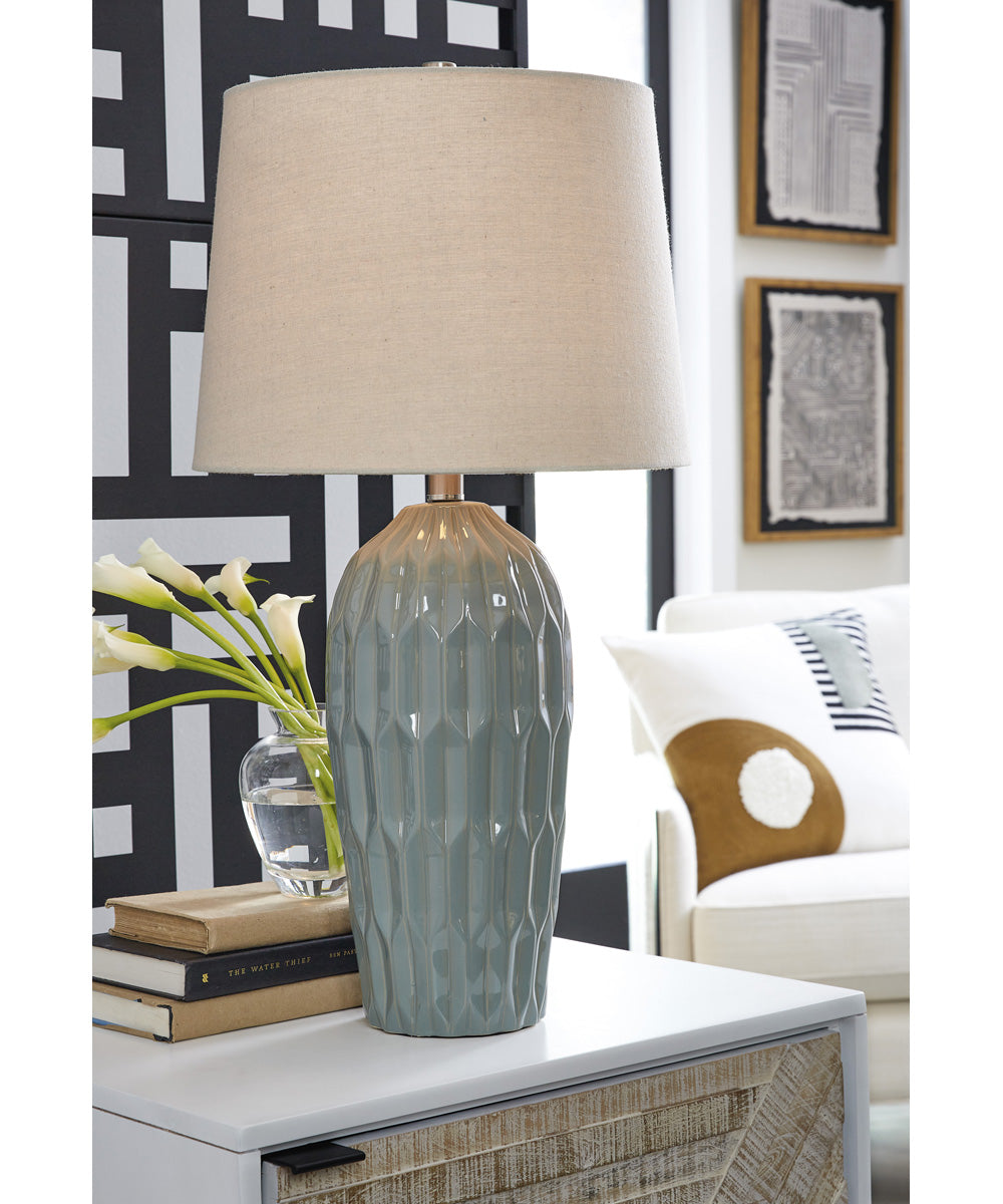 Hadbury Ceramic Table Lamp Set of 2 Pale Blue/Teal