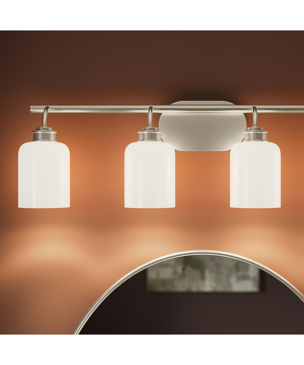 Reines 4-Light Bath Vanity with Opal Glass Shades Brushed Nickel
