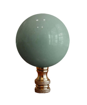 Ceramic 45mm Sage Green Ball Polished Brass Lamp Finial 2.5"h