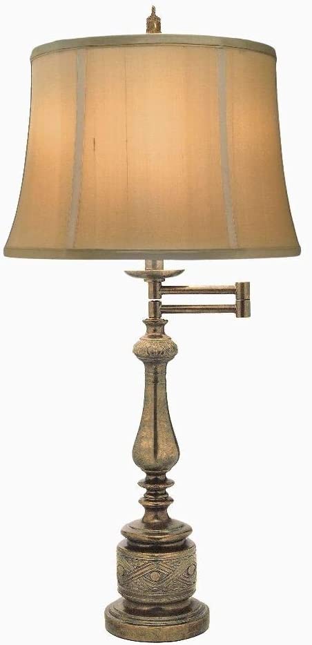 34"H Amber Tortise Shell Signature by Stiffel Swivel Table Lamp, 3-Way
