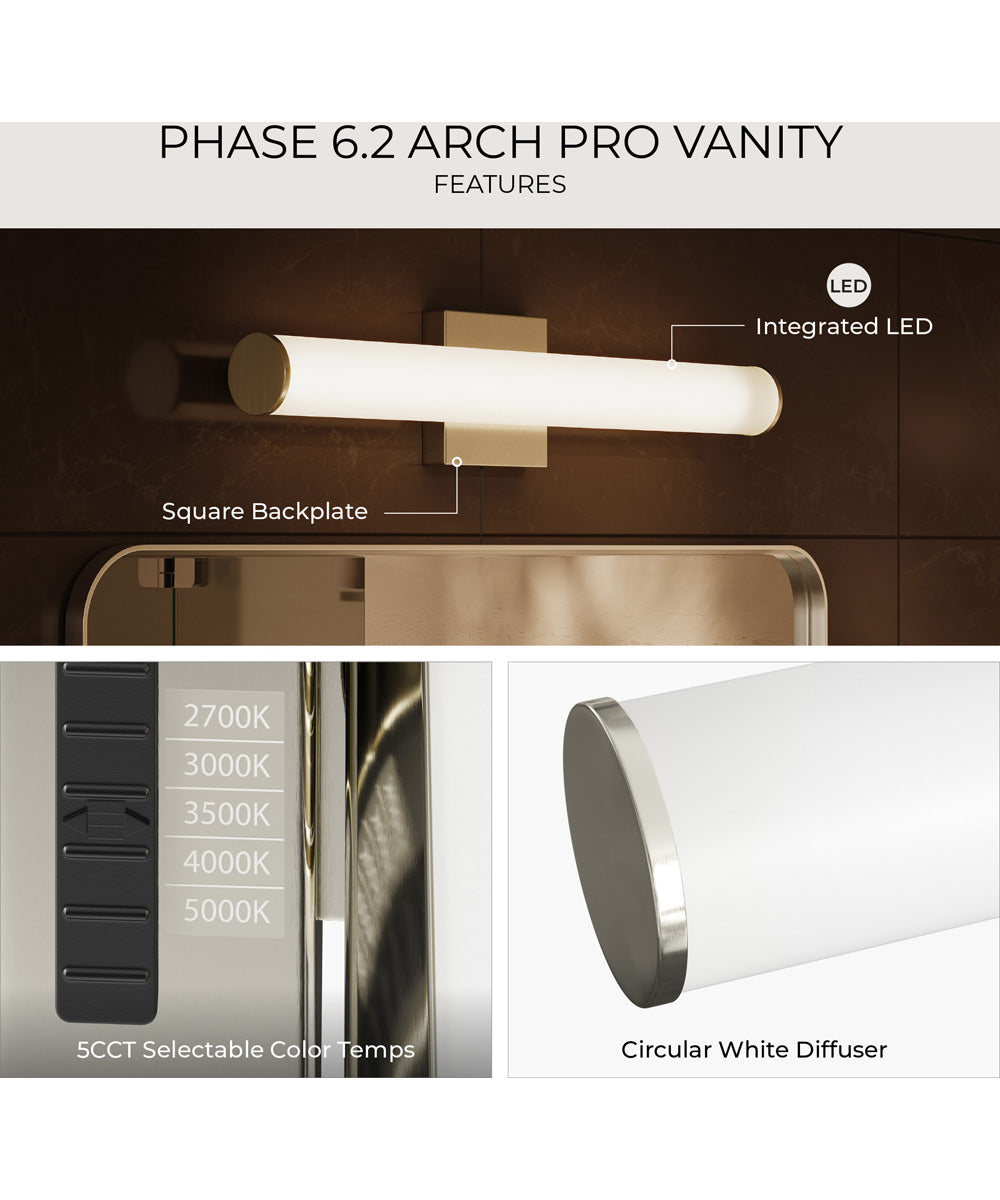 Phase 6.2 24 in. 5CCT Integrated LED Linear Vanity Light Brushed Nickel
