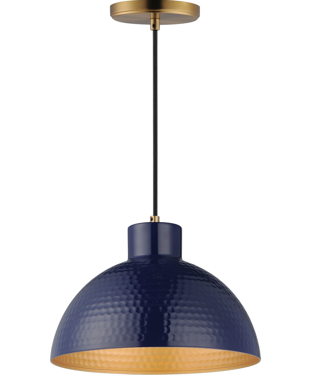 Rockport 12 inch 1-Light Pendant Green / Natural Aged Brass