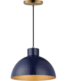 Rockport 12 inch 1-Light Pendant Green / Natural Aged Brass