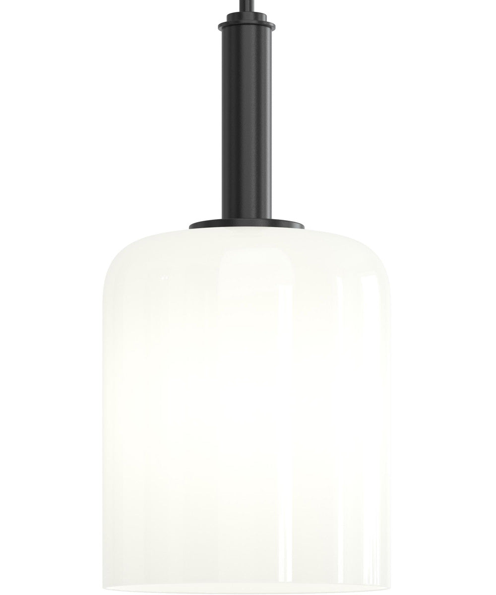 Reines 1-Light Pendant with Opal Glass Shade Matte Black