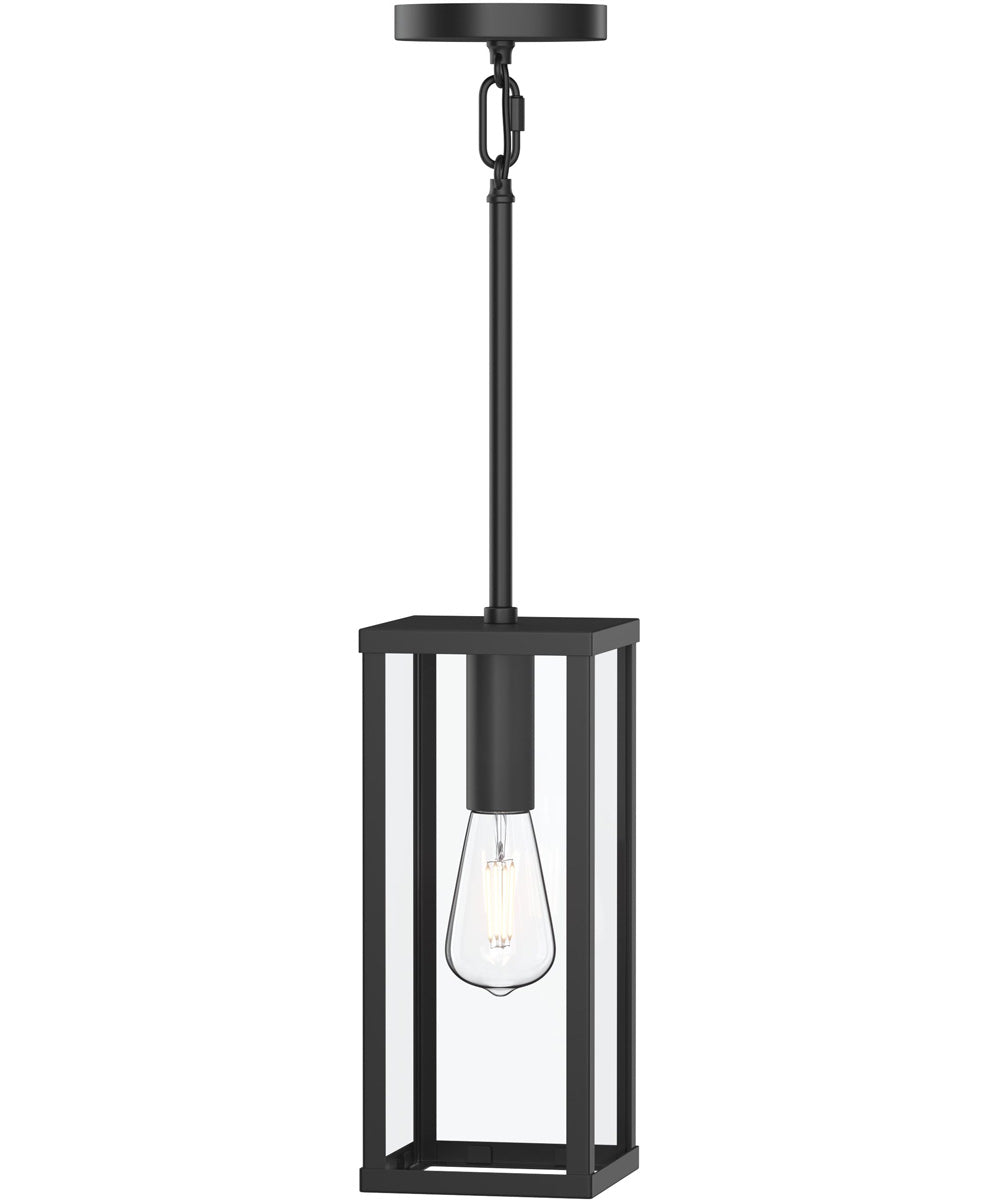 Ryle 1-Light Outdoor Pendant Light with Clear Glass Panels Matte Black