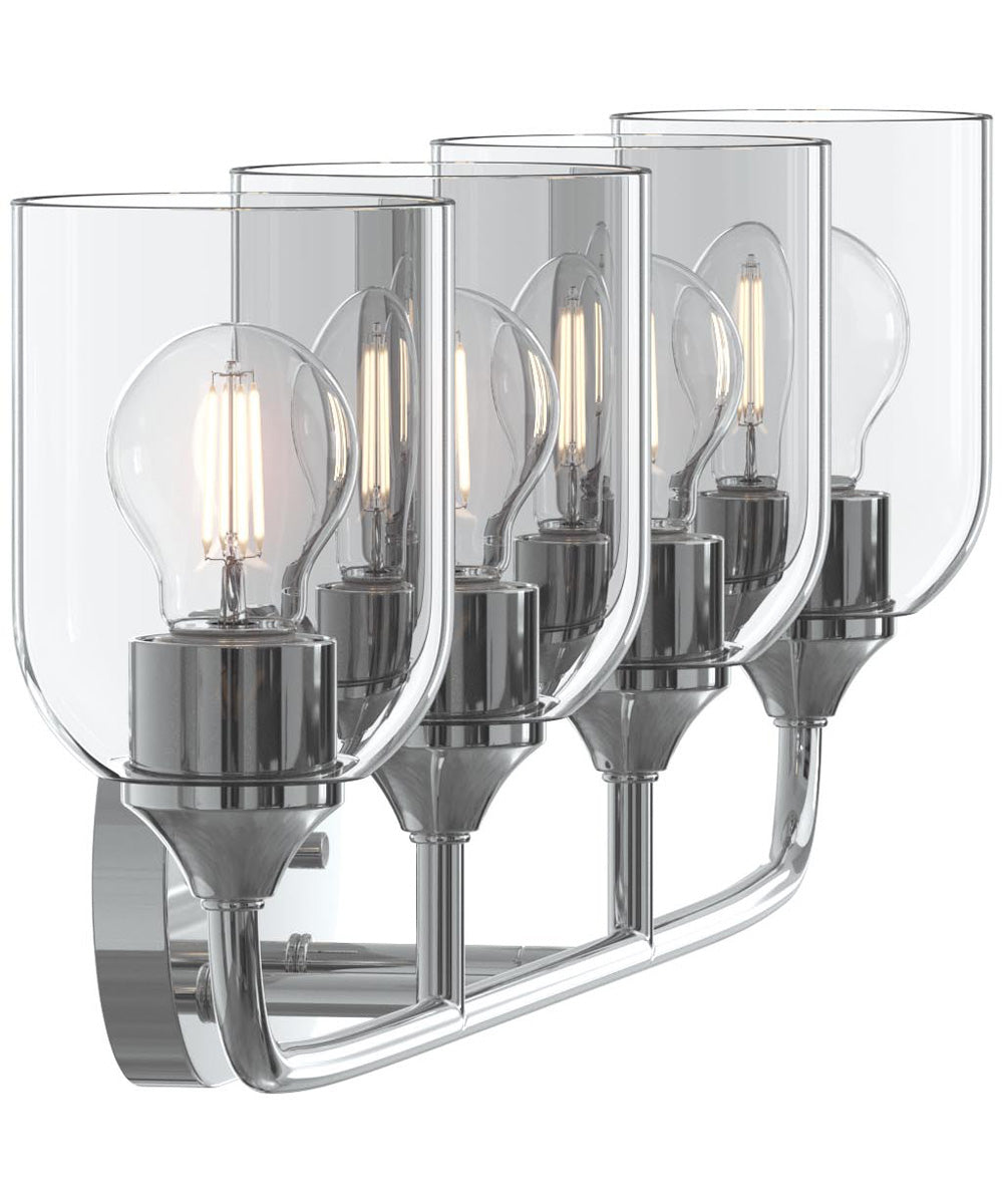 Ilia 4-Light Bath Vanity with Clear Glass Shade Polished Chrome