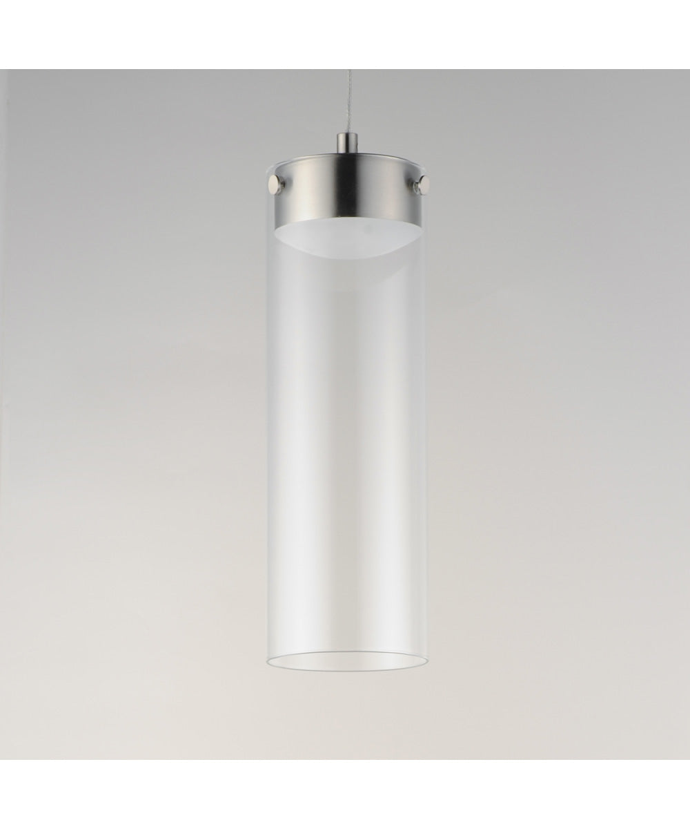 Highball Clear LED Pendant Satin Nickel