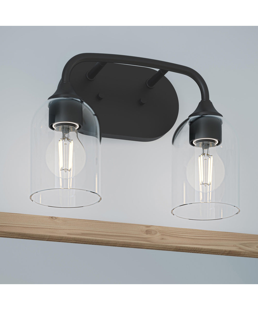 Ilia 2-Light Bath Vanity with Clear Glass Shade Matte Black