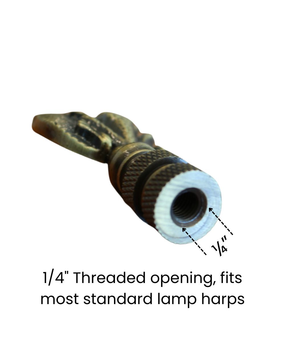 Frog-on-Lily-Pad Lamp Finial Antique Brass, 2.4"h