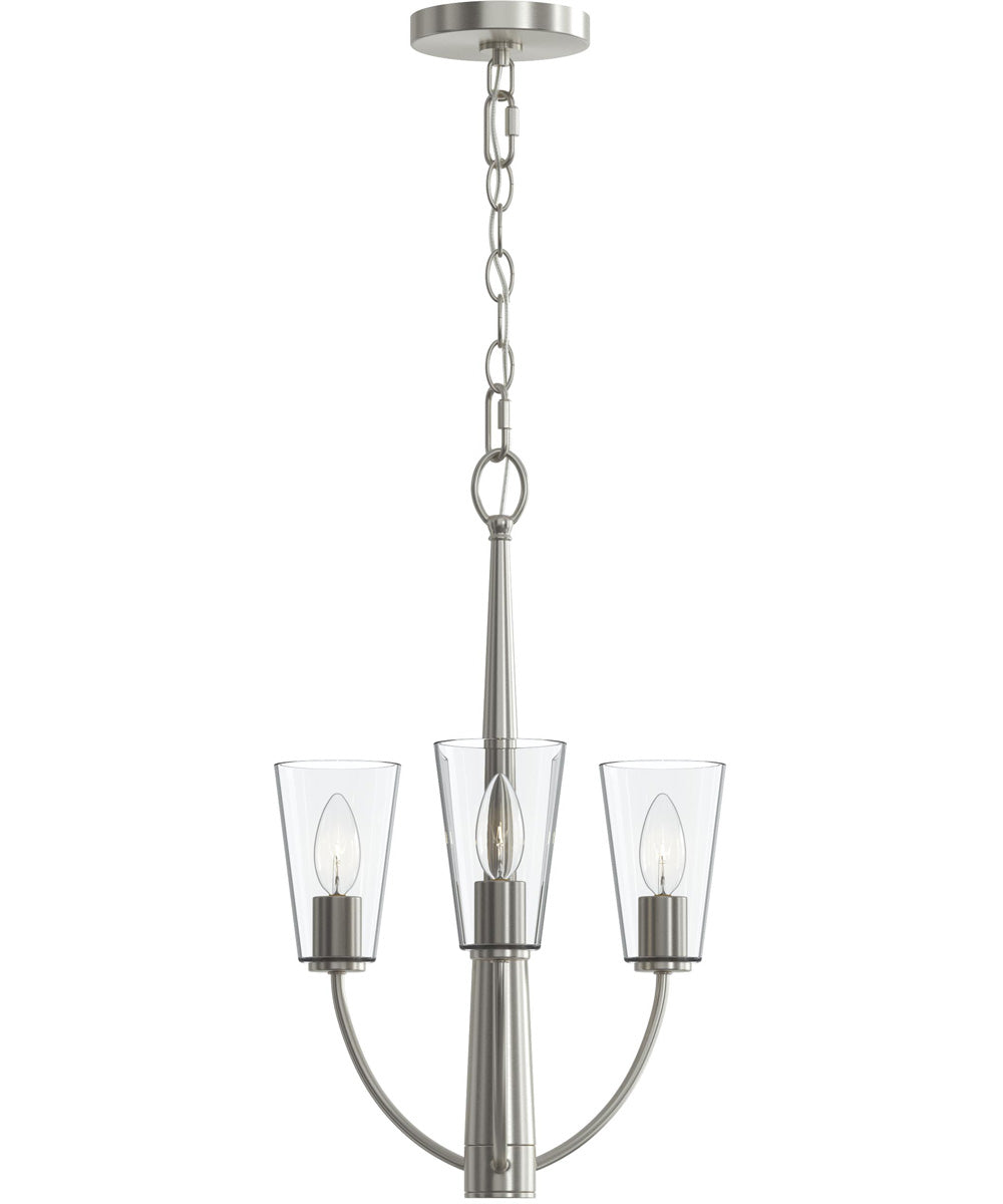 Jheni 3-Light Chandelier with Clear Glass Shades Brushed Nickel