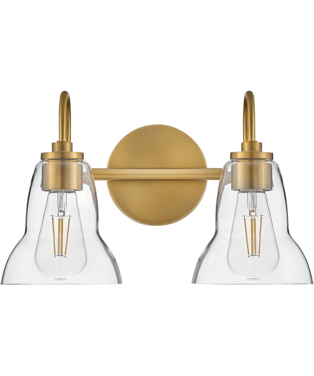 Vera 2-Light Small Two Light Vanity in Lacquered Brass