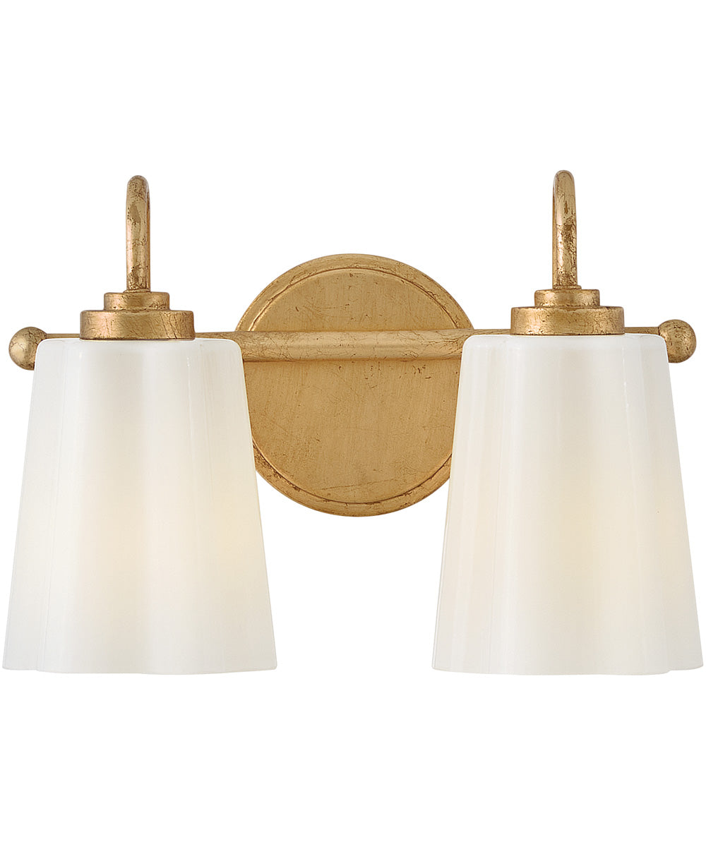 Honey 2-Light Small Two Light Vanity in Distressed Brass