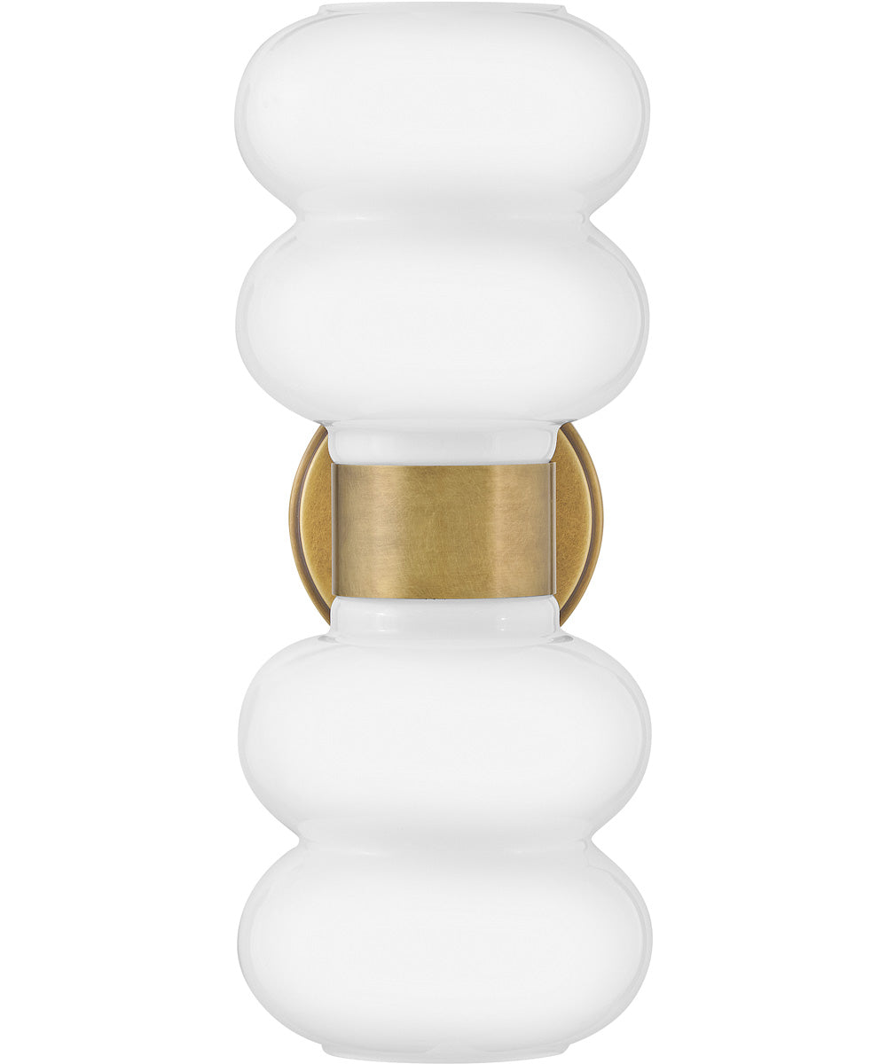 Nadia 2-Light Medium Two Light Sconce in Lacquered Brass