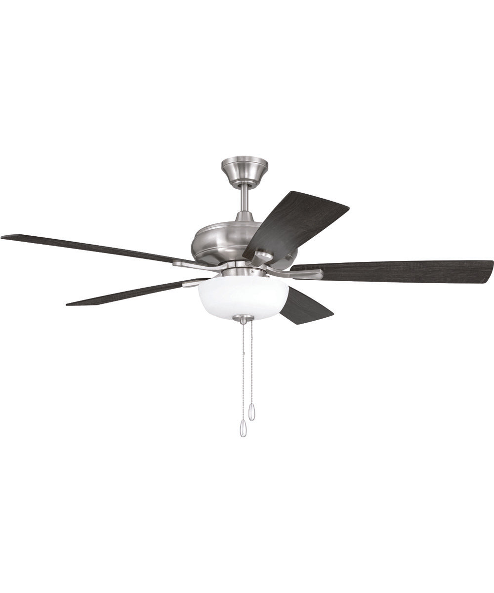 EOS 2 Light Frosted White Bowl 52" Ceiling Fan 2-Light Fan Brushed Polished Nickel