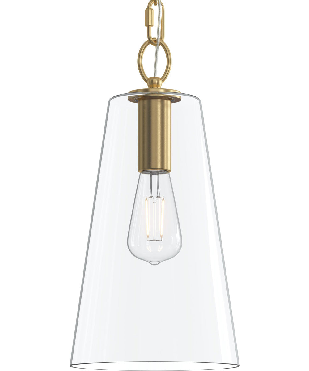 Jheni 1-Light Pendant with Clear Glass Shade Brushed Gold