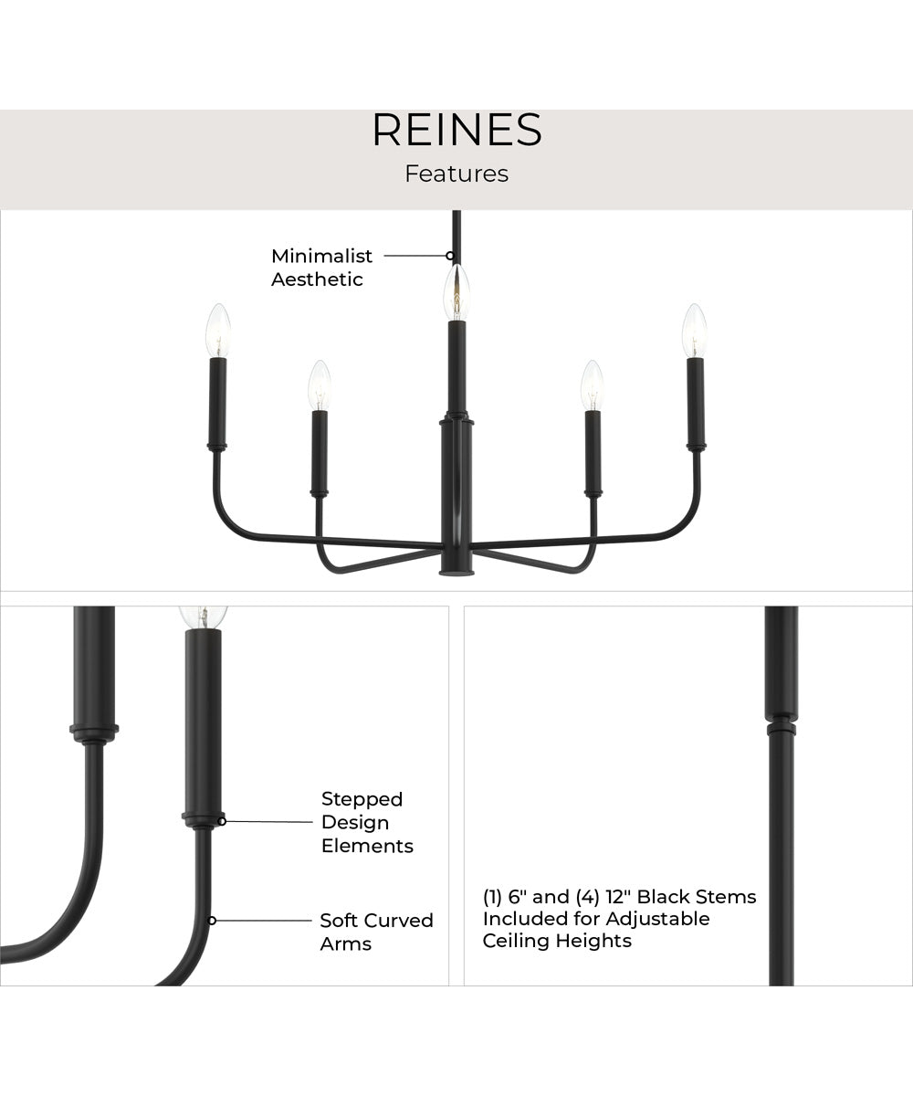 Reines 5-Light Medium Chandelier Matte Black