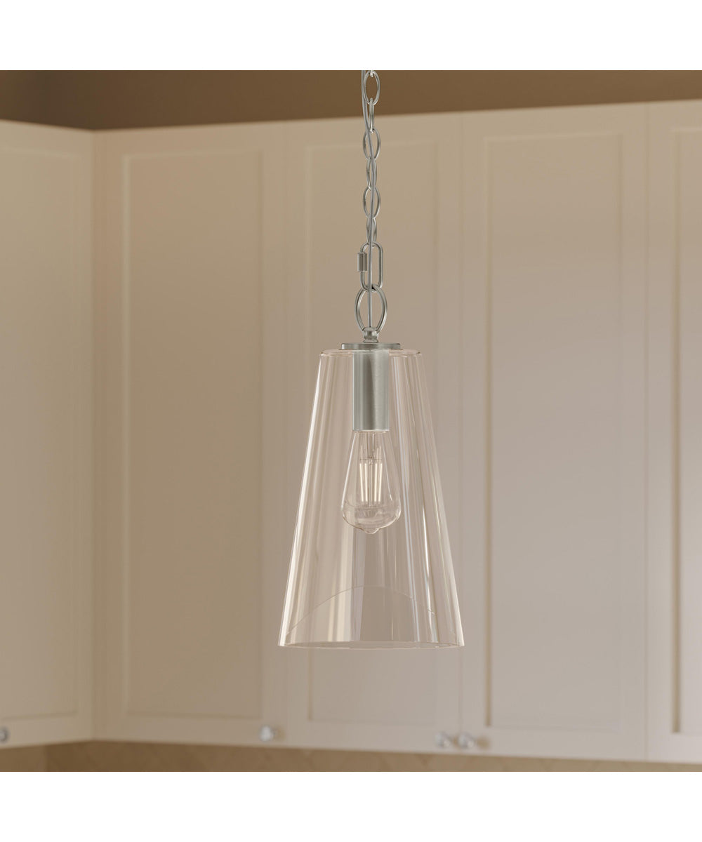 Jheni 1-Light Pendant with Clear Glass Shade Brushed Nickel