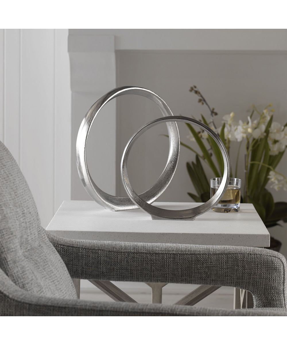Orbits Nickel Ring Sculptures, Set of 2