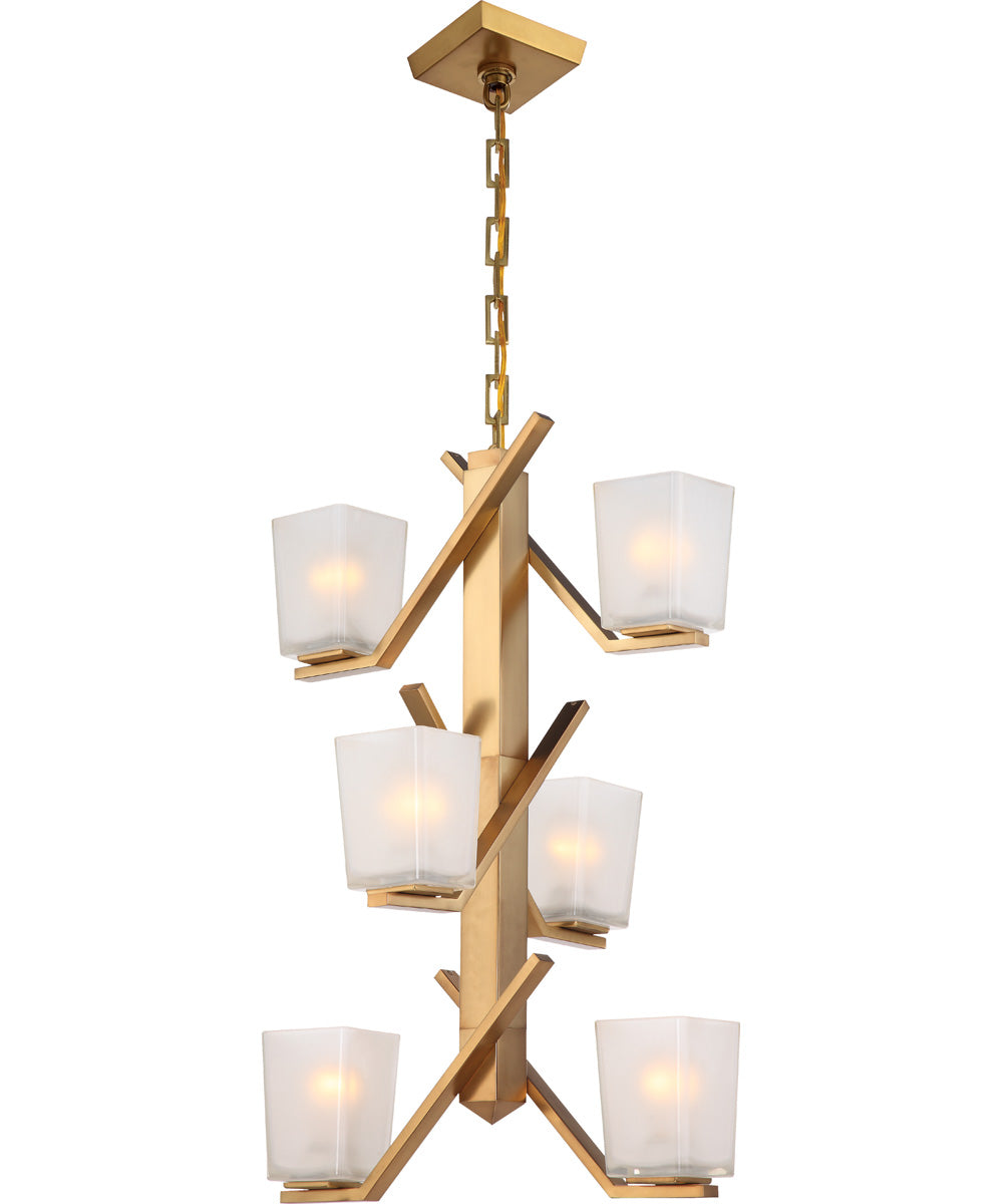 19"W Timone 6-Light Pendant Vintage Brass