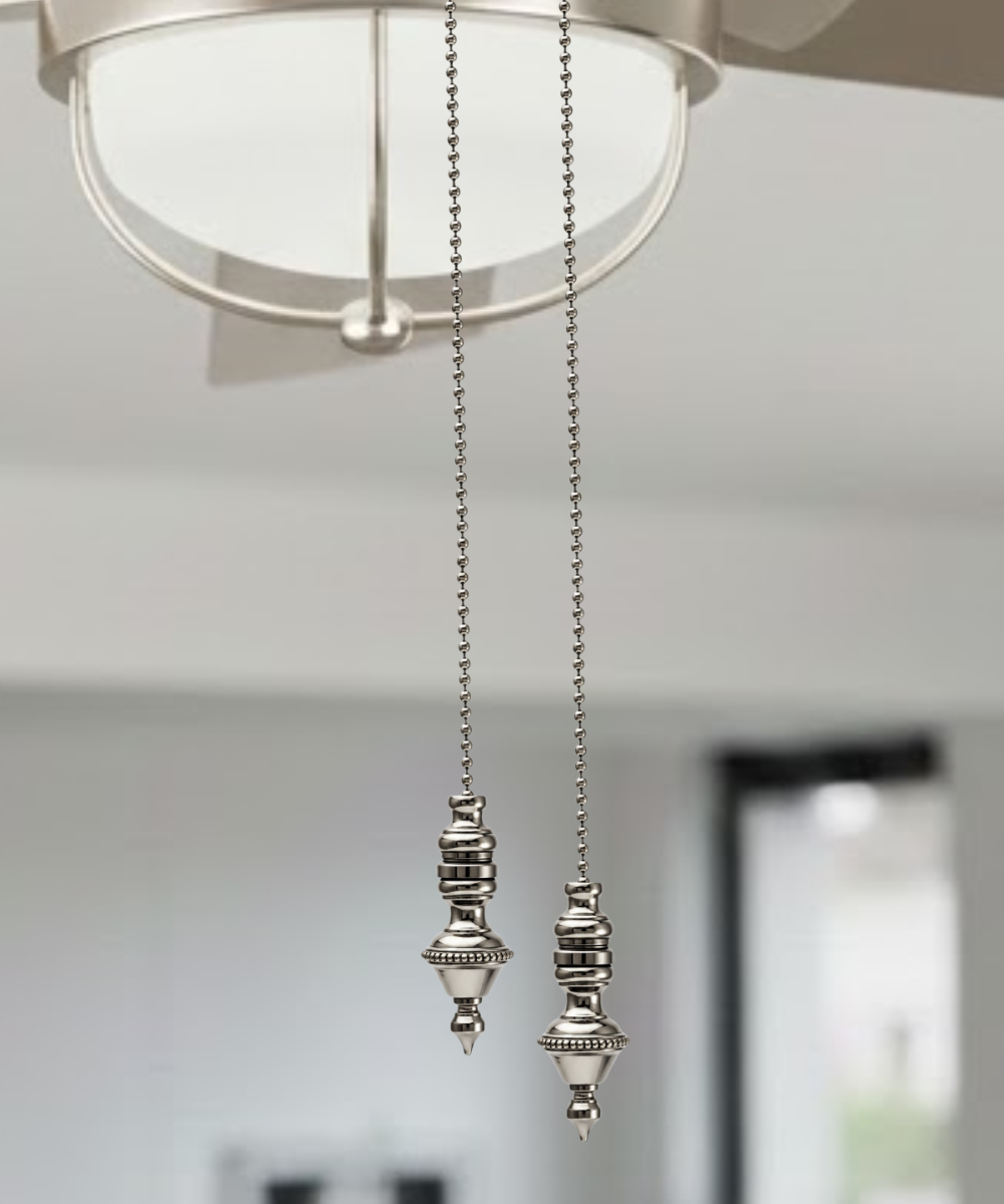 Polished Nickel Beaded Knob Fan Pull 1.5"h