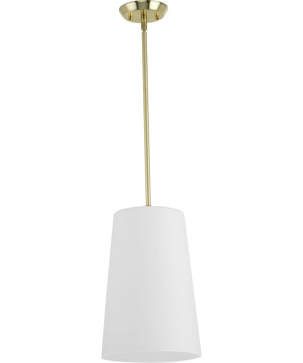 Clarion 1-Light Etched White Pendant P500430 Satin Brass