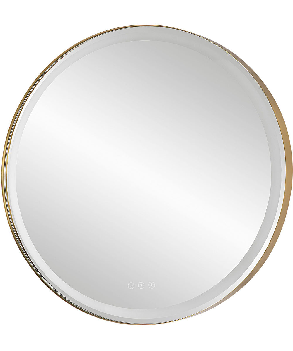 Crofton Lighted Brass Round Mirror