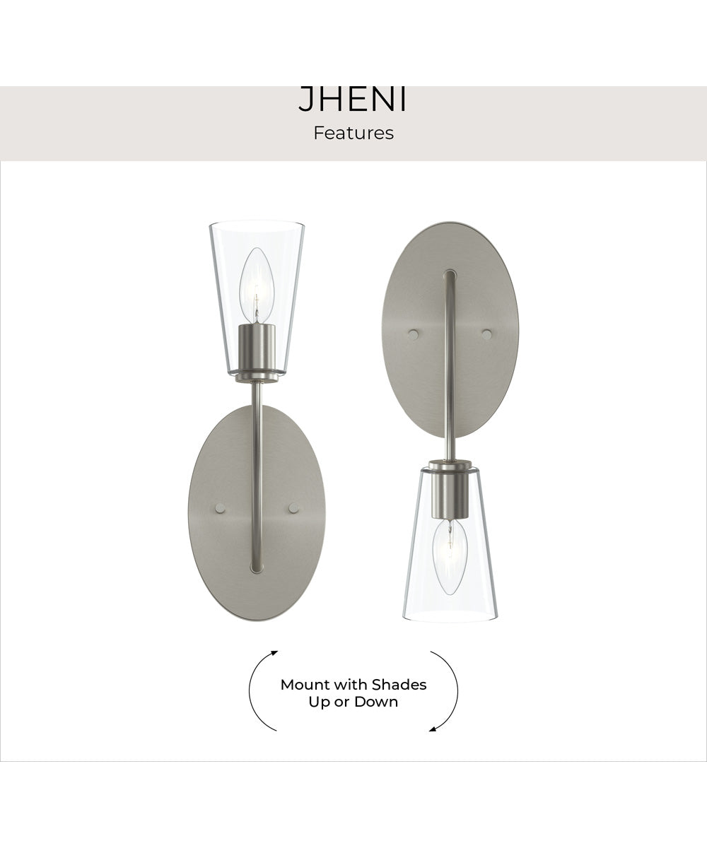 Jheni 1-Light Wall Sconce with Clear Glass Shades Brushed Nickel
