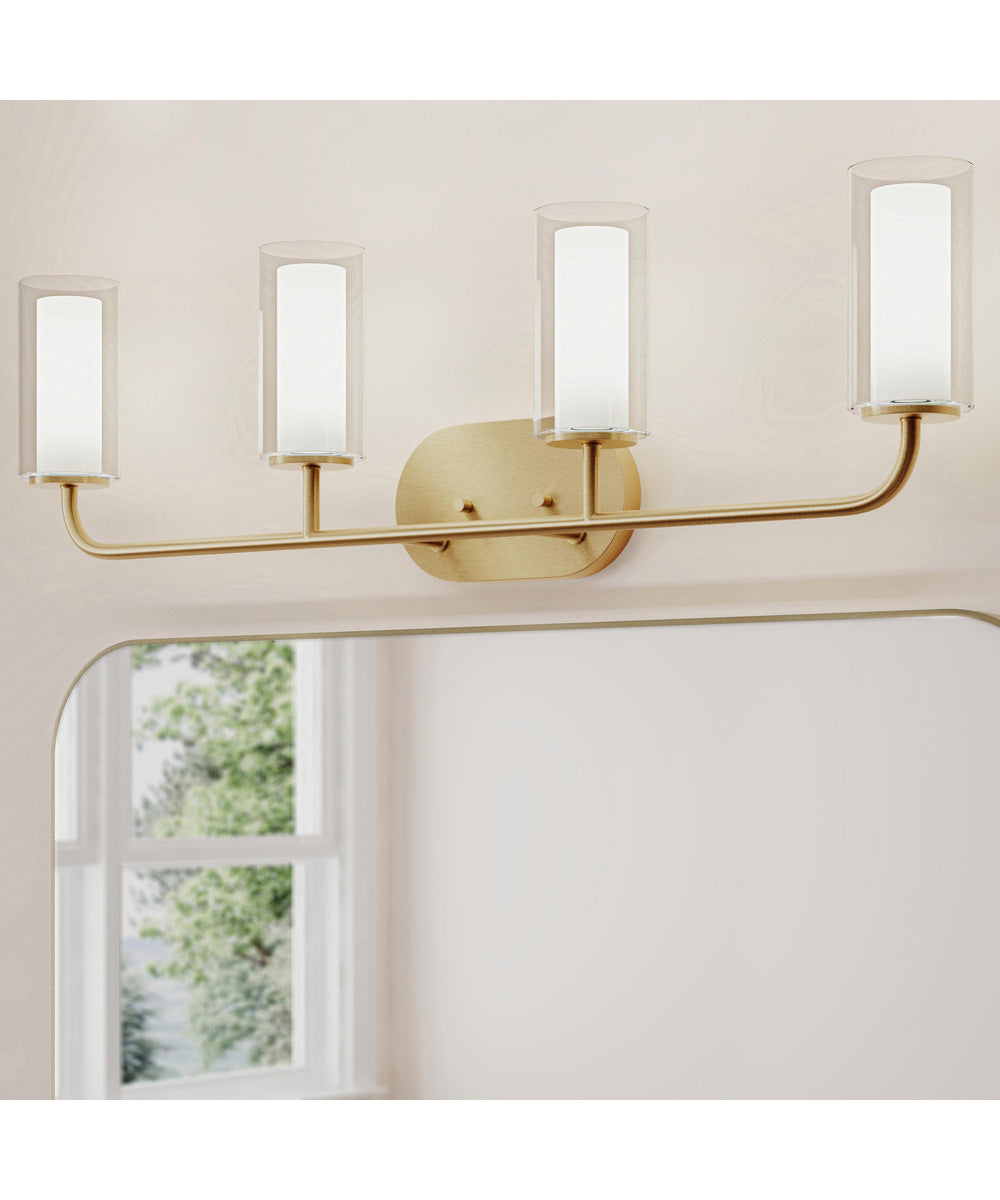 Mack 4-Light Vanity Light with Layered Glass Shades Brushed Gold