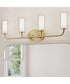 Mack 4-Light Vanity Light with Layered Glass Shades Brushed Gold