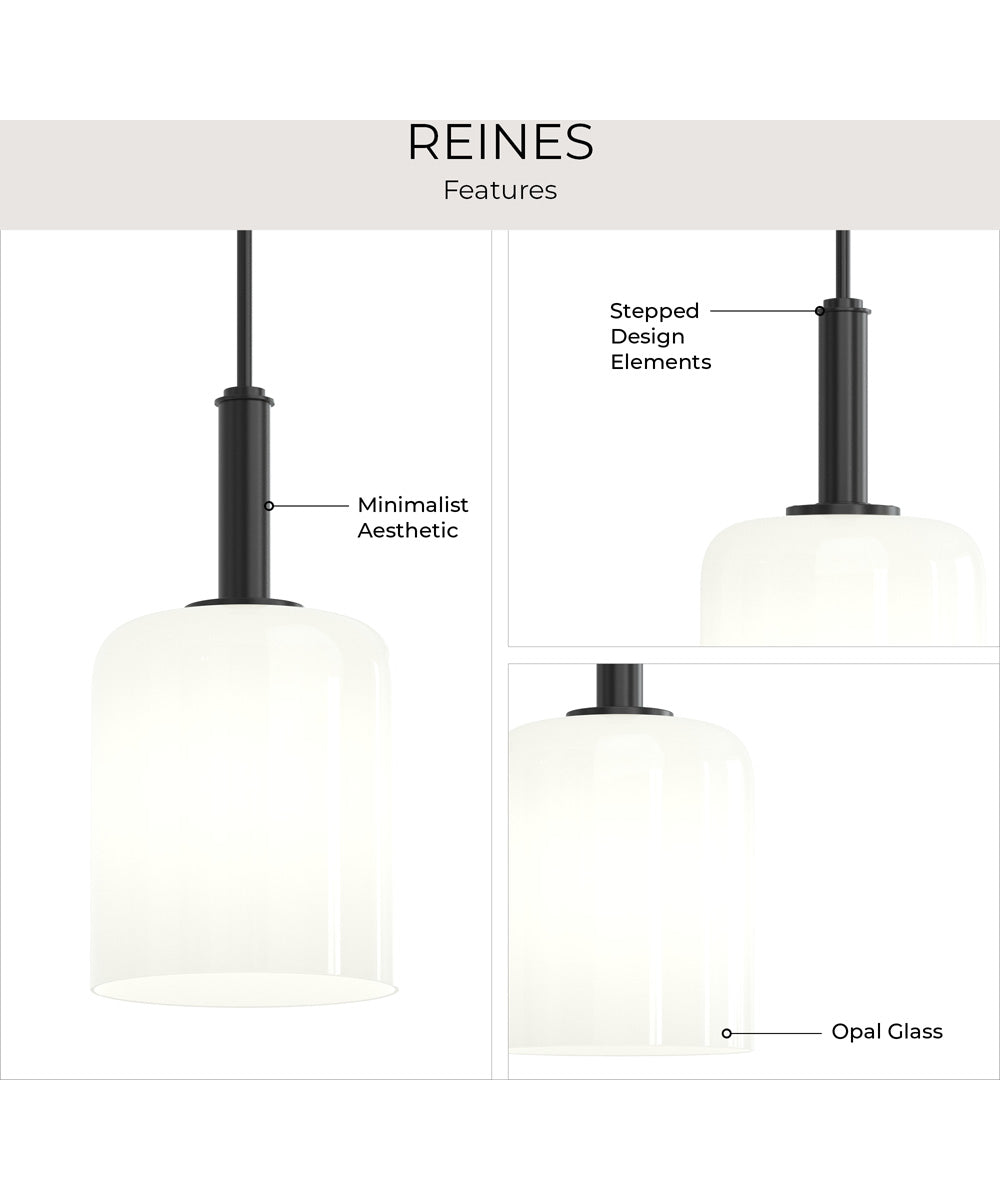 Reines 1-Light Pendant with Opal Glass Shade Matte Black