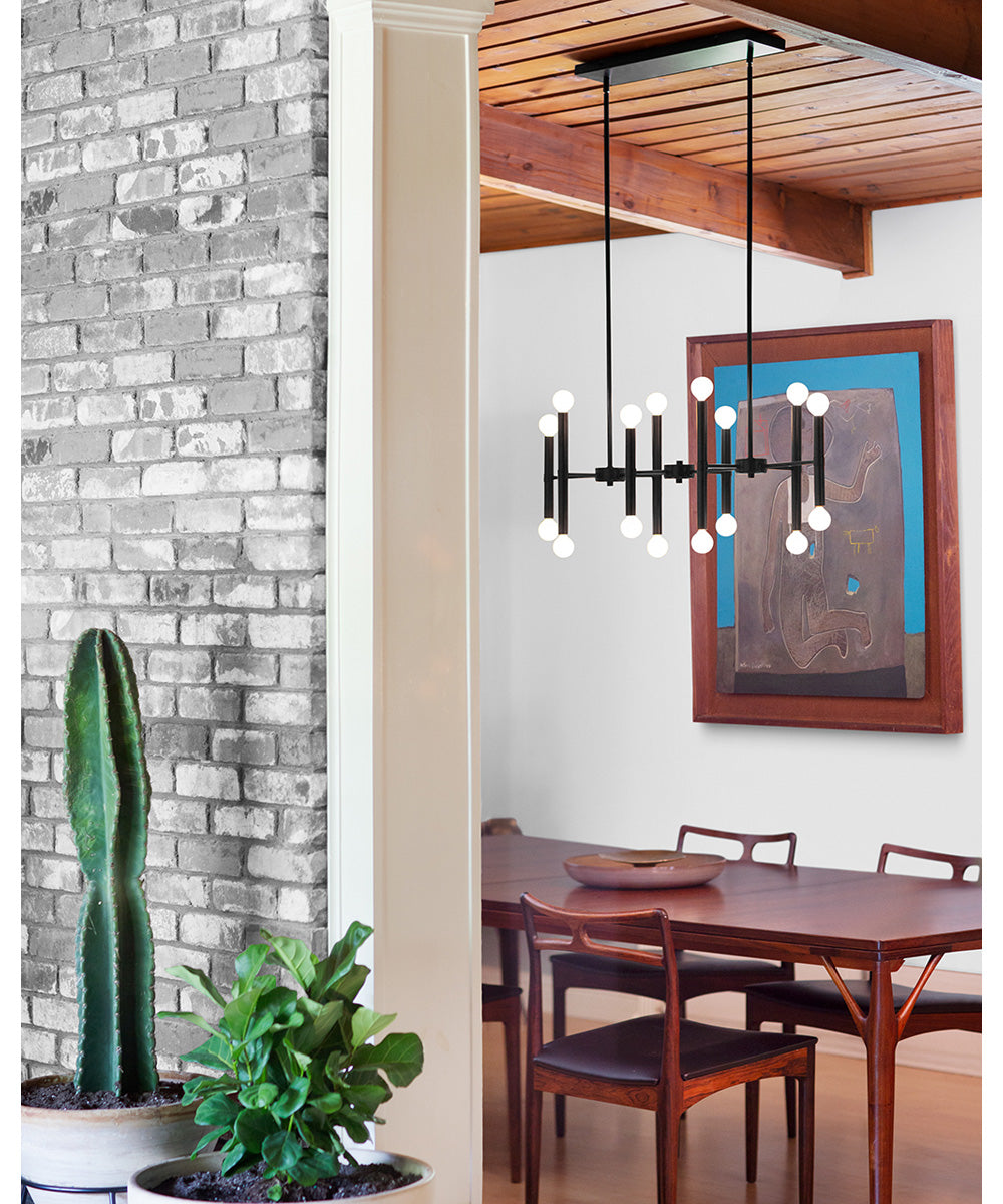 Millie 16-Light Large Sixteen Light Linear Chandelier in Black