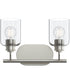 Reines 2-Light Bath Vanity with Clear Glass Shades Brushed Nickel