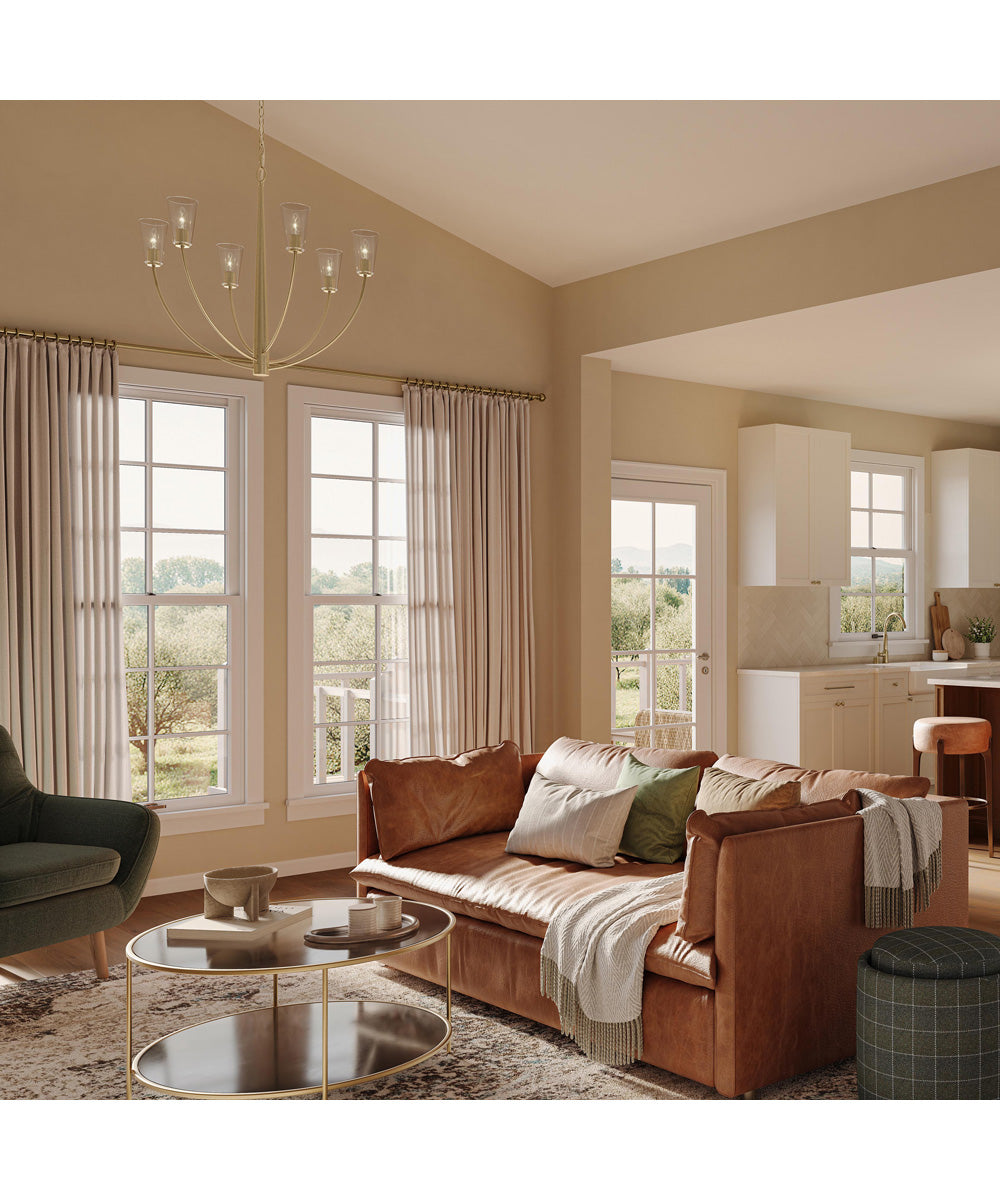 Jheni 6-Light Chandelier with Clear Glass Shades Brushed Gold