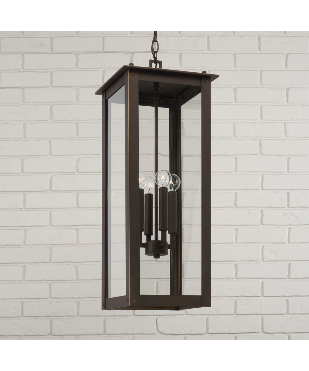 Hunt 4-Light Outdoor Hanging-Lantern Oiled Bronze