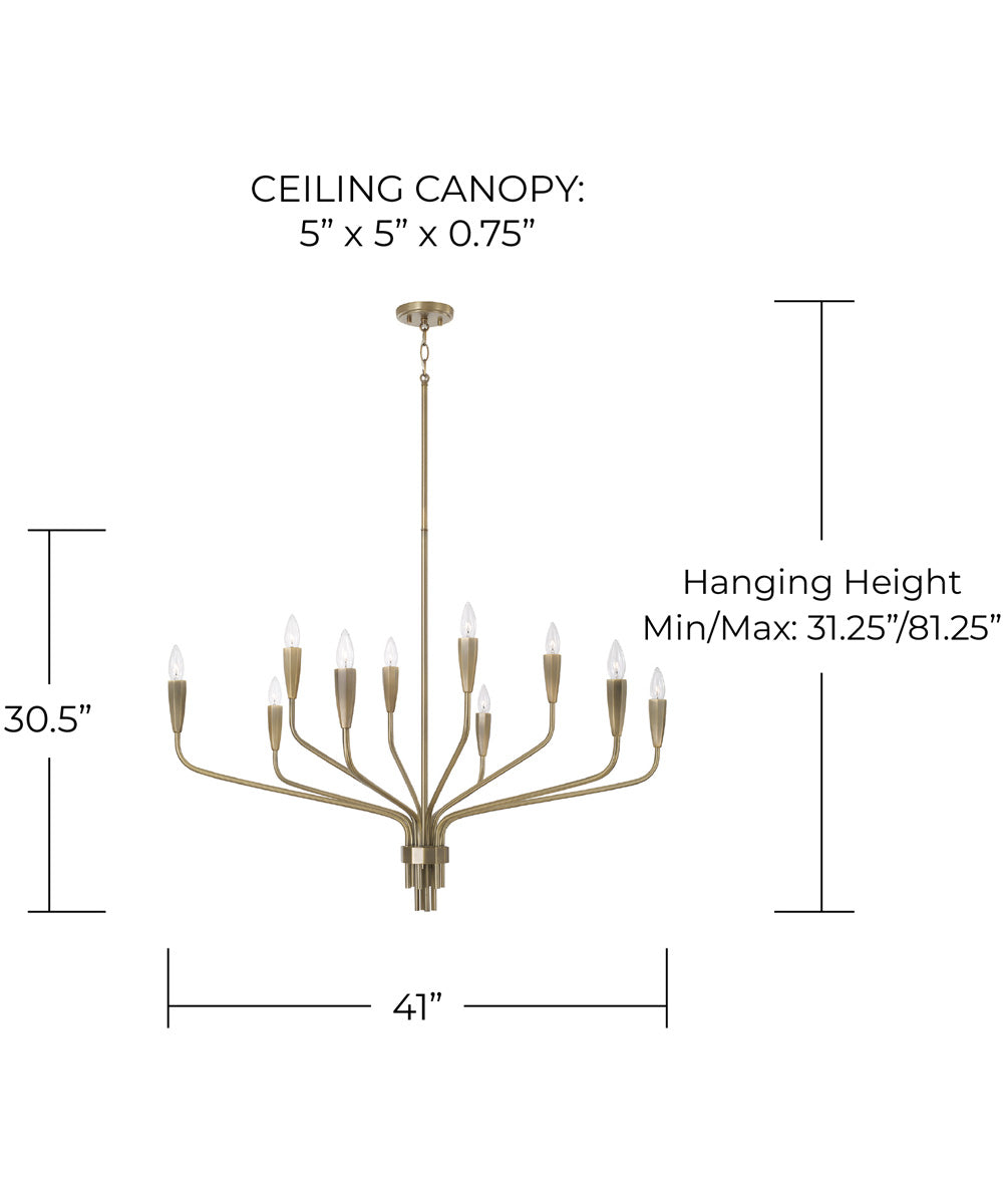 Palmer 10-Light Chandelier Antiqued Brass