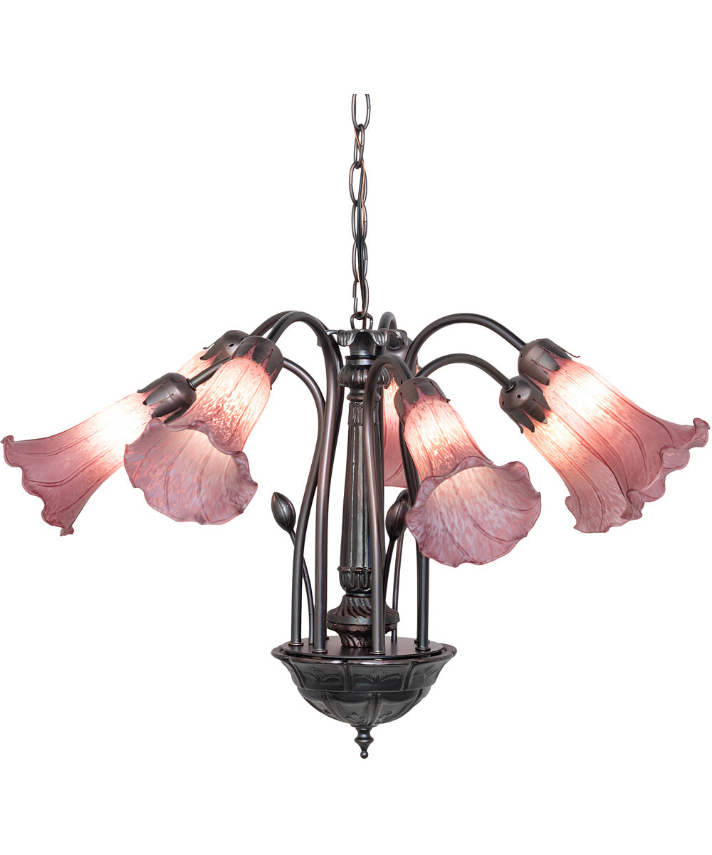 24" Wide Lavender Tiffany Pond Lily 7 Light Chandelier