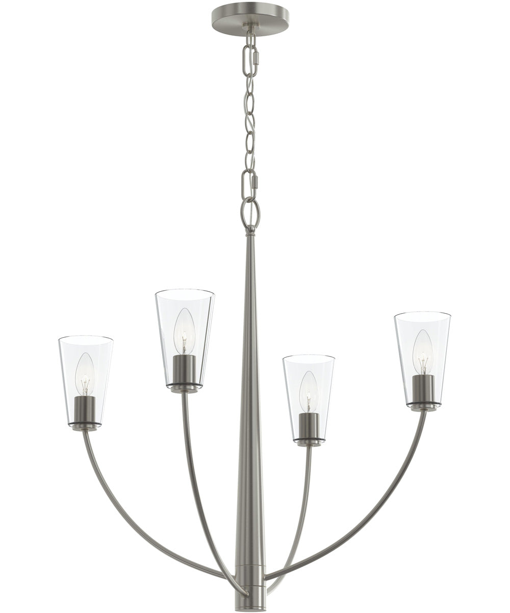 Jheni 4-Light Chandelier with Clear Glass Shades Brushed Nickel